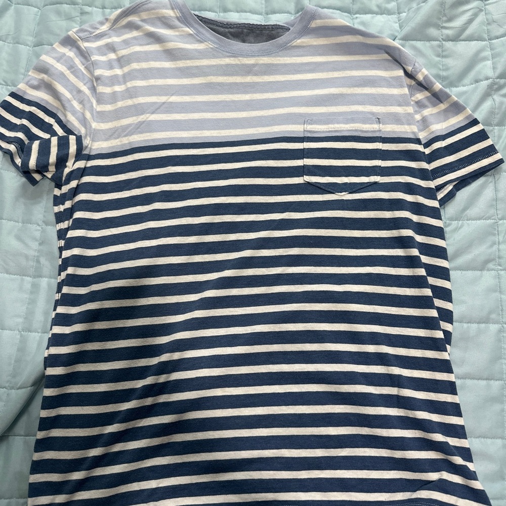 GAP Men's Short Sleeve Striped Tee - Blue and White